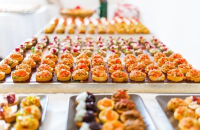 Close-up of an appetizer display for wedding at Thistle Hotels