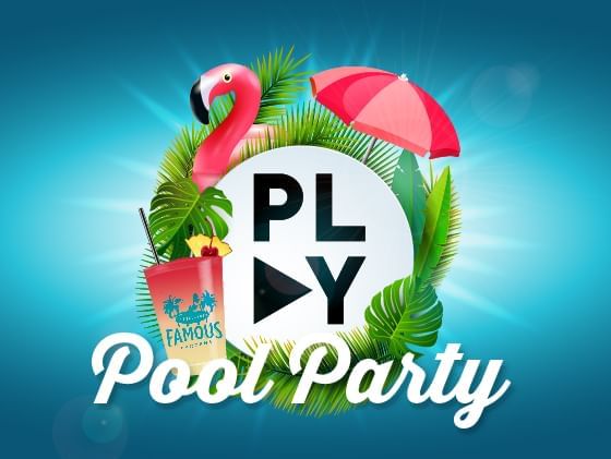 Play Pool Party banner at Clevelander South Beach hotel