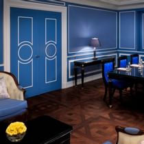 Business Center with a meeting table setup at Palazzo Versace