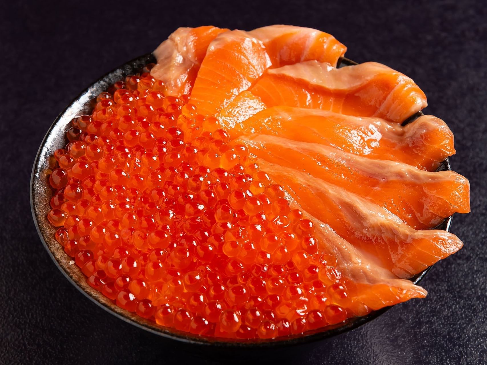 Close-up of a Salmon Roe dish served at Park Hotel Group