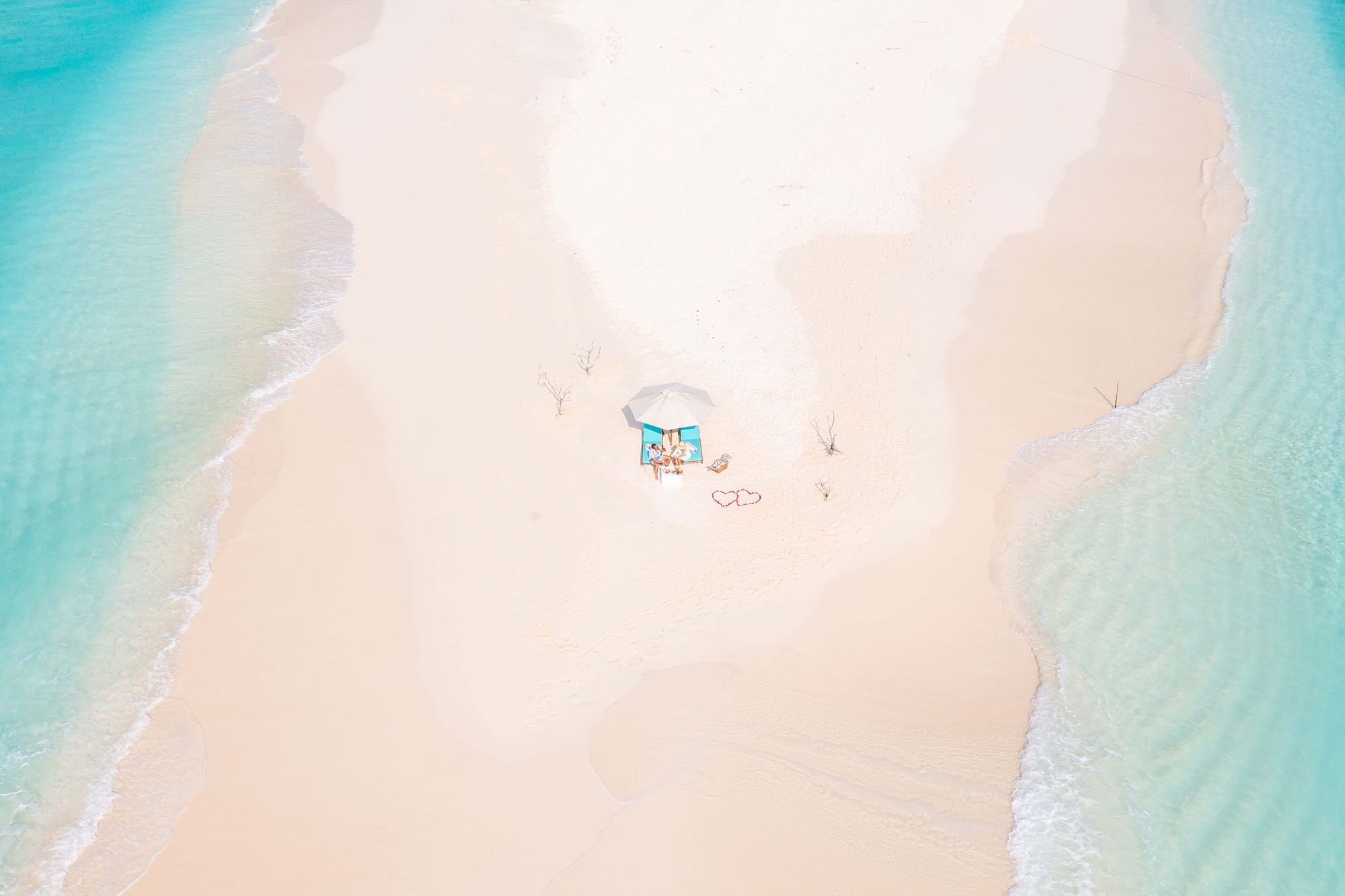 Aerial view of a natural sandbank near The Signature Collection