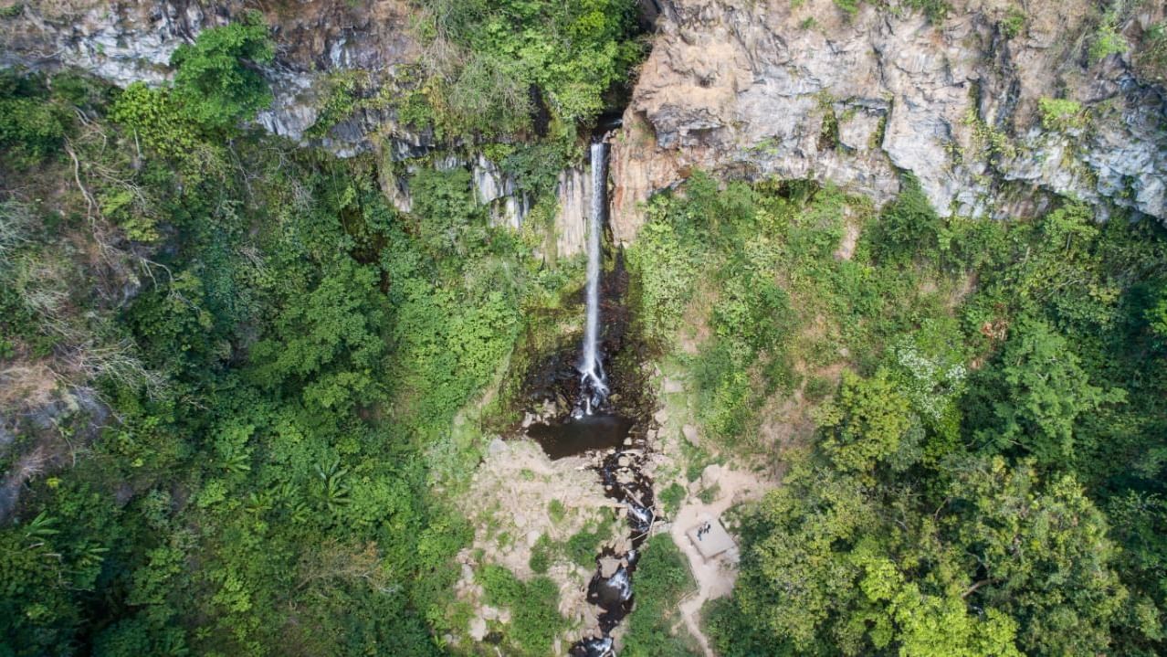 Aerial view of Salitral waterfall near Buena Vista Del Rincon