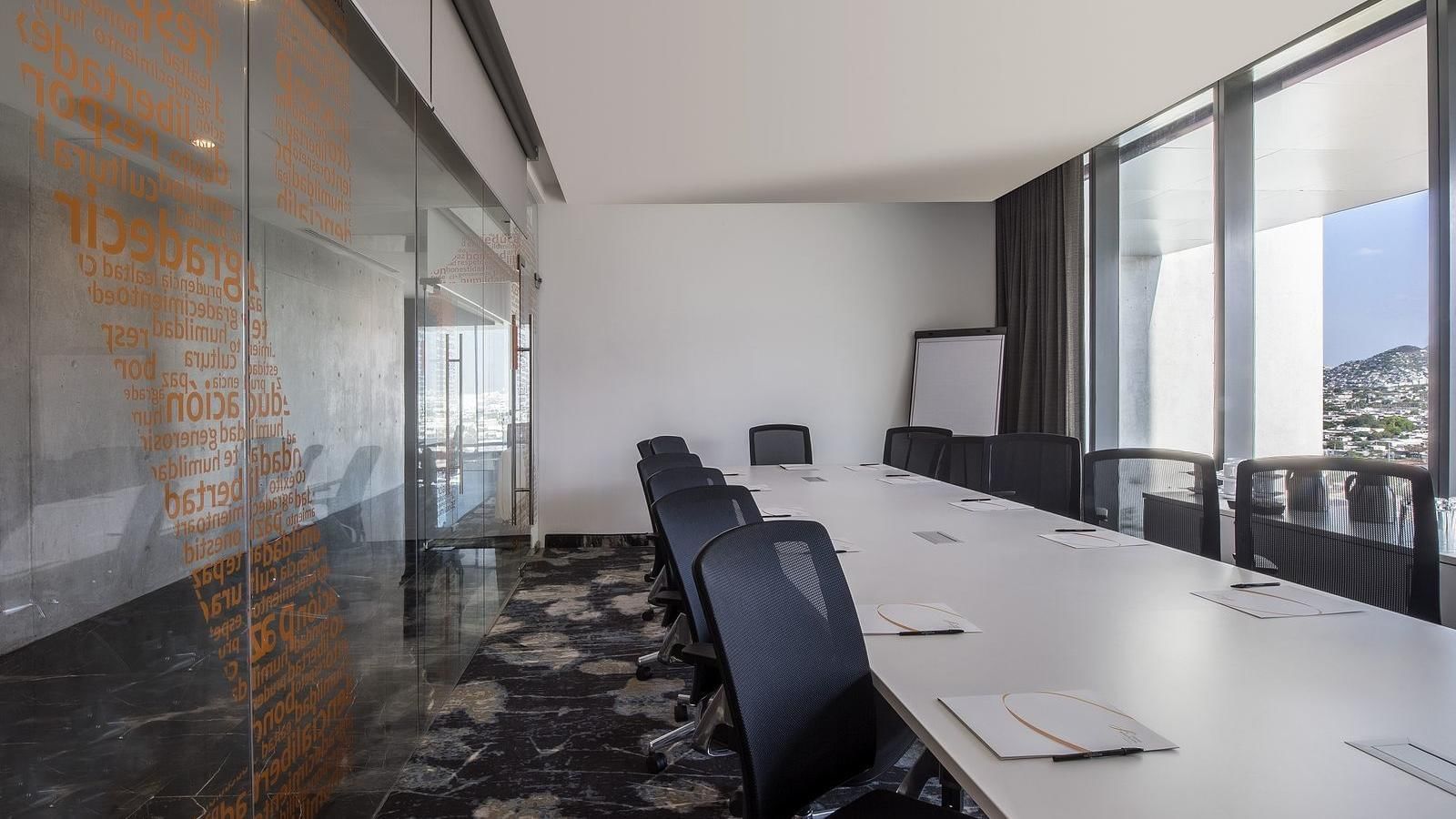 Table set-up in Business meeting room at FA Monterrey Pabellón