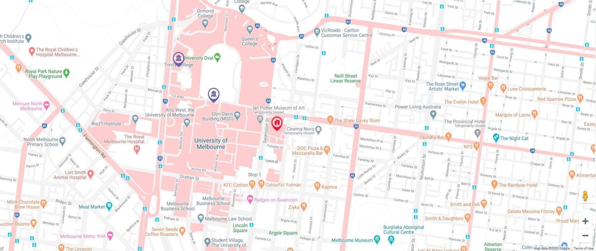 Student Living - 800 Swanston Map