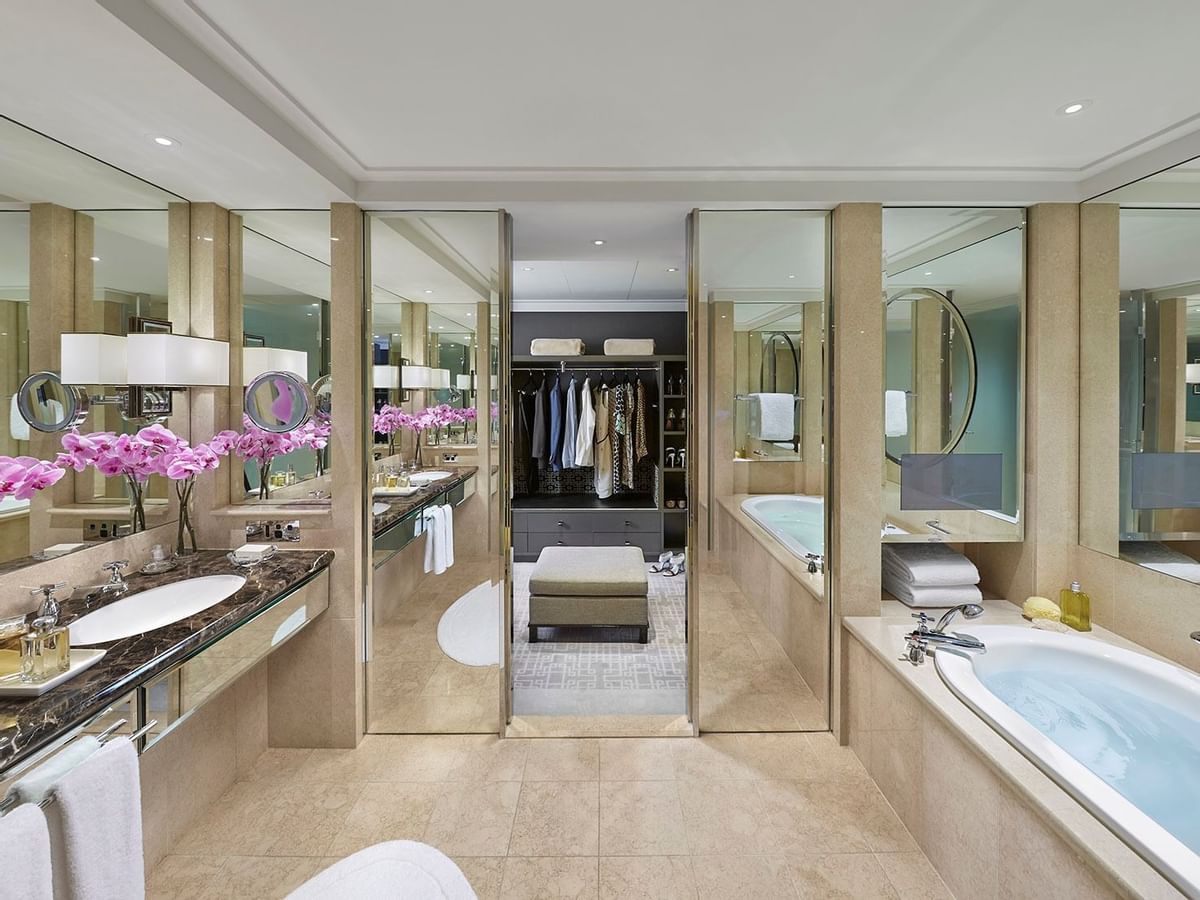 Close-up of bathroom amenities at Crown Hotel Melbourne