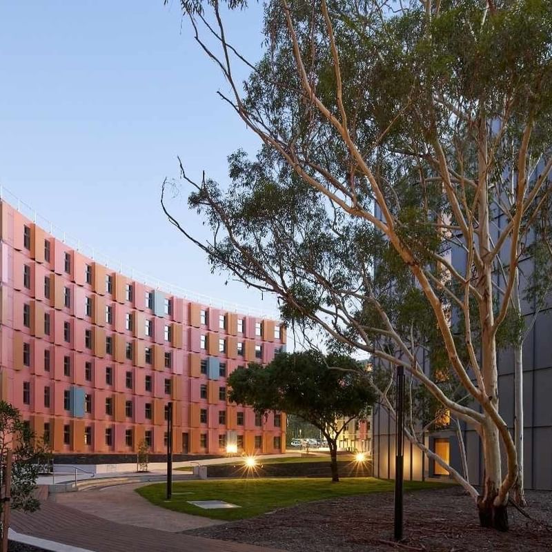 La Trobe University - North and South Apartments with modern design and lush greenery.