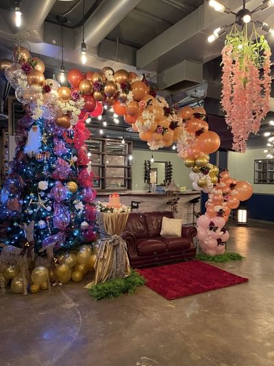 Decorated Cellar with balloons arch for party at Nomad Hotel & Suites