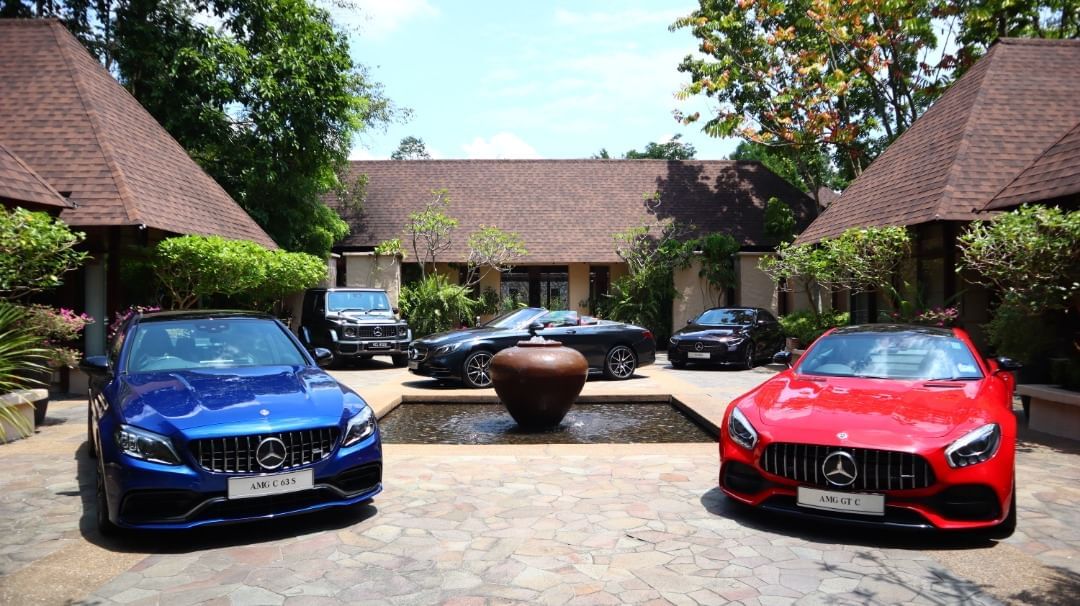 Landscape view of Mercedes cars at The Banjaran Hotsprings Retreat