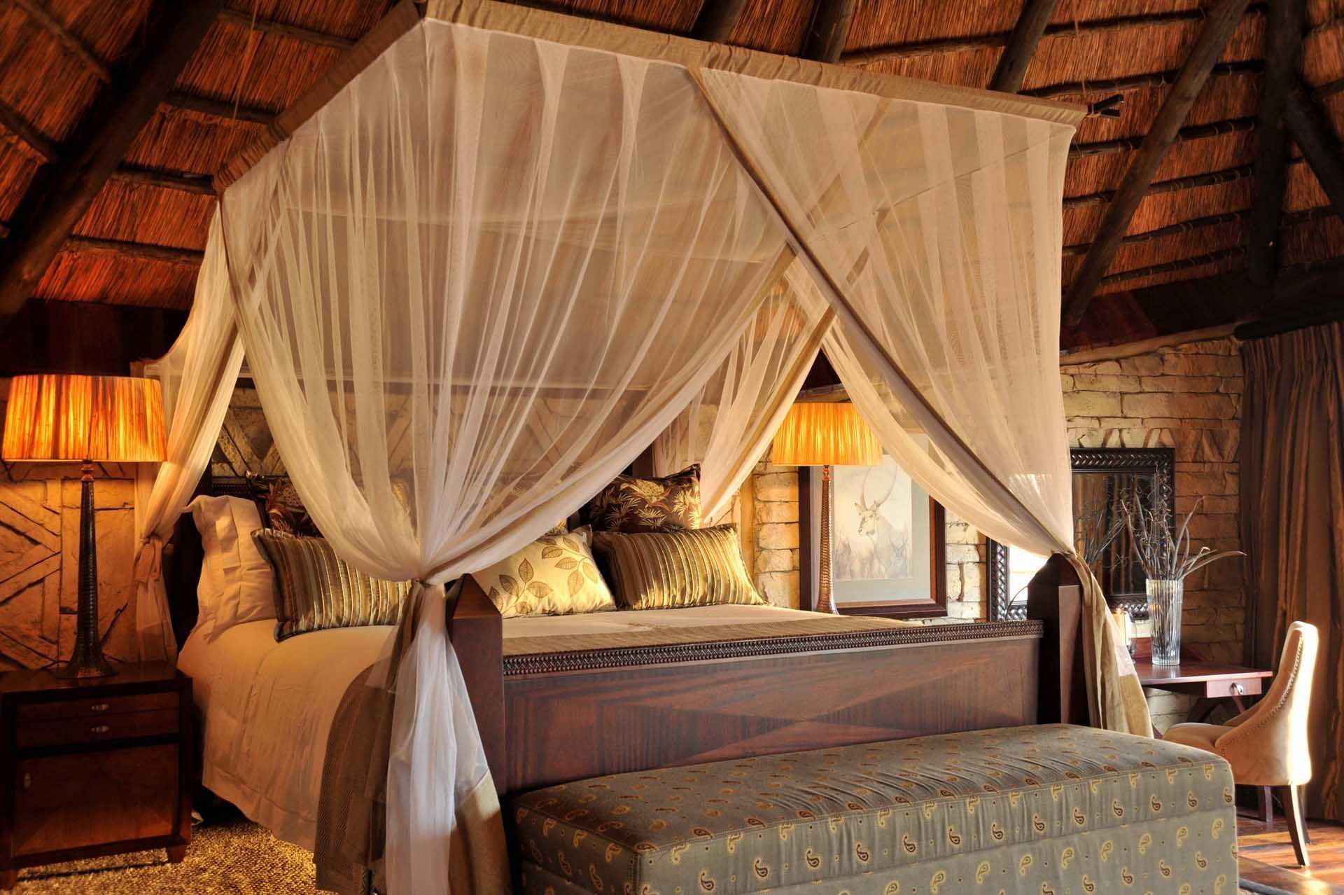 Interior of Mivumo Villa bedroom at Serena Mivumo River Lodge