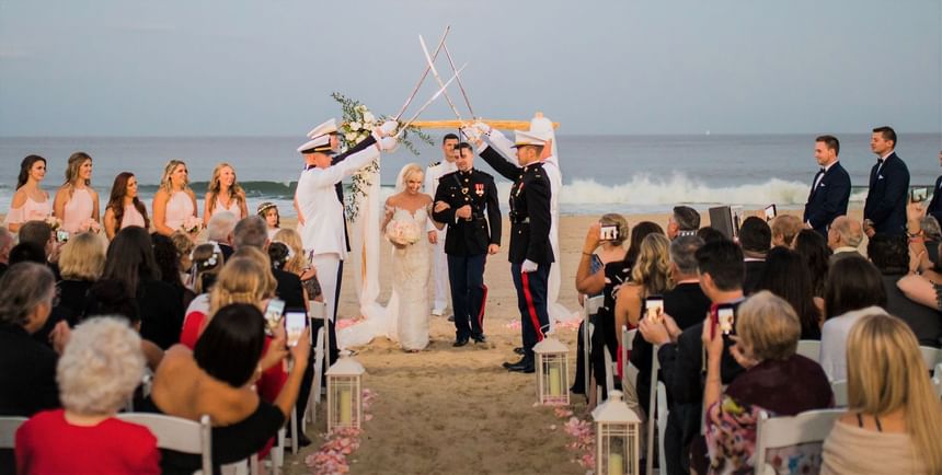 Military wedding on the beach