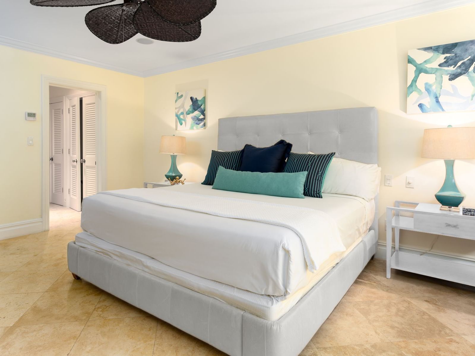 King bed in Three Bedroom Pool View room, Somerset On Grace Bay