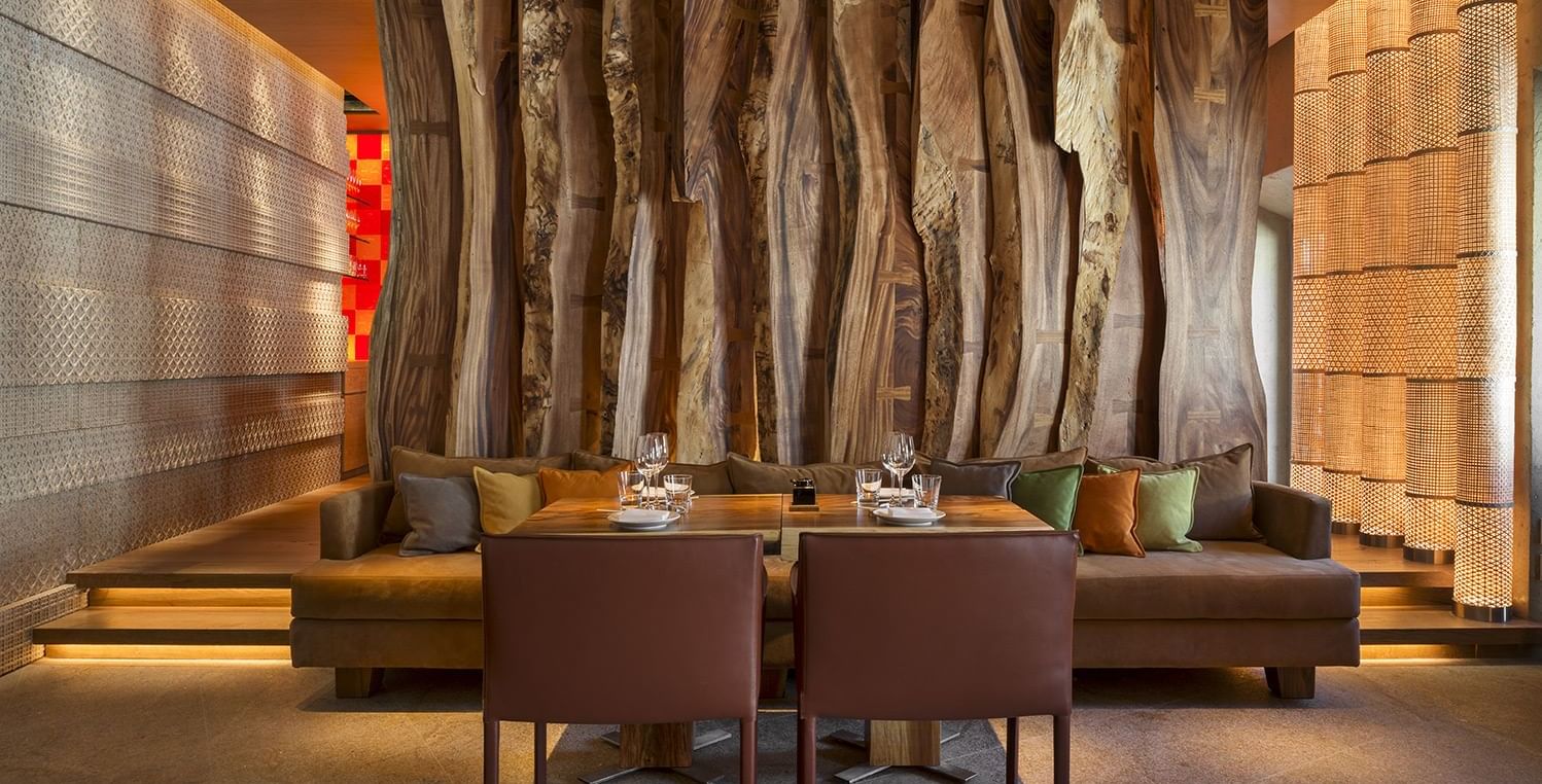 Zuma restaurant dining table & lounge at Fendi Private Suites