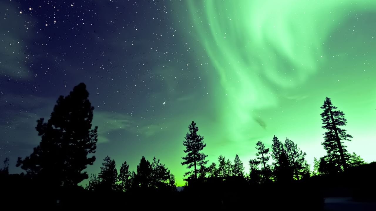 Portrait View of Aurora Borealis near Coast Hotels Downtown