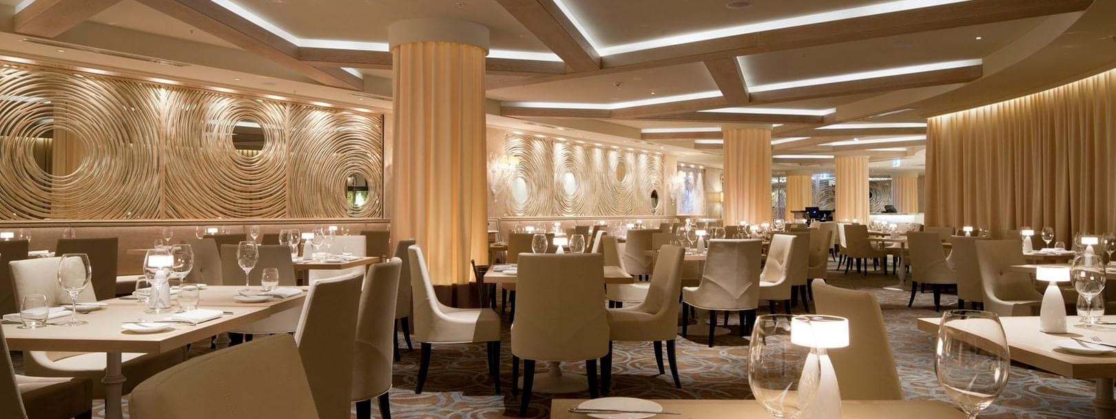 Tables set up in Modo Mio restaurant at Crown Hotel Perth