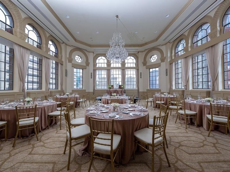 Banquet tables in TipTopTap Ballroom at Warwick Allerton - Chicago