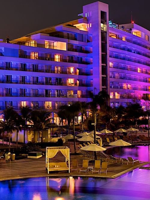 Exterior view of Mundo Imperial at night