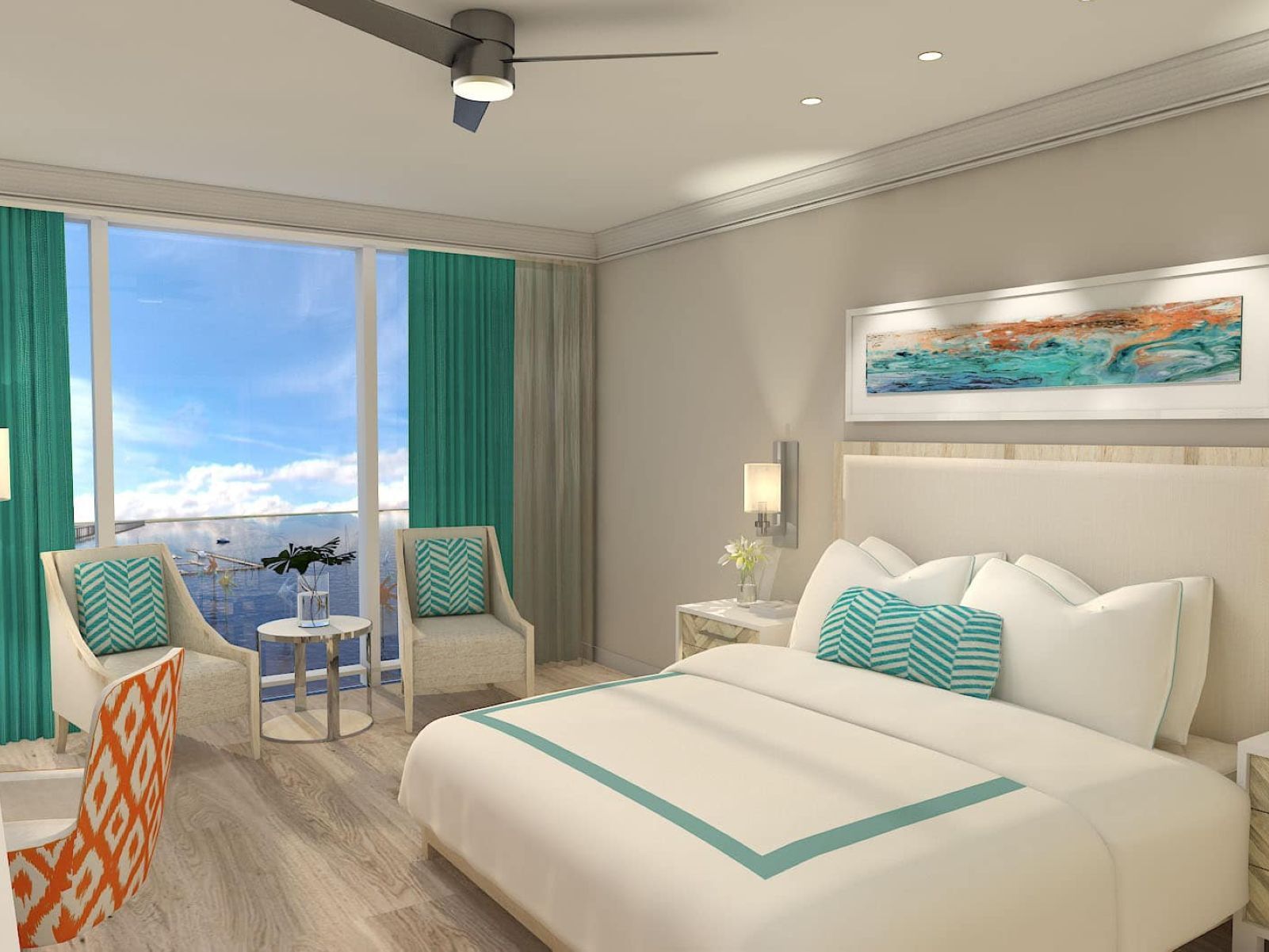King bed in Premium Harbor View King at Sunseeker Resort