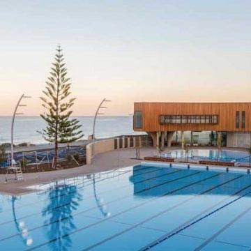 Pool area at Be Fremantle facing the beach