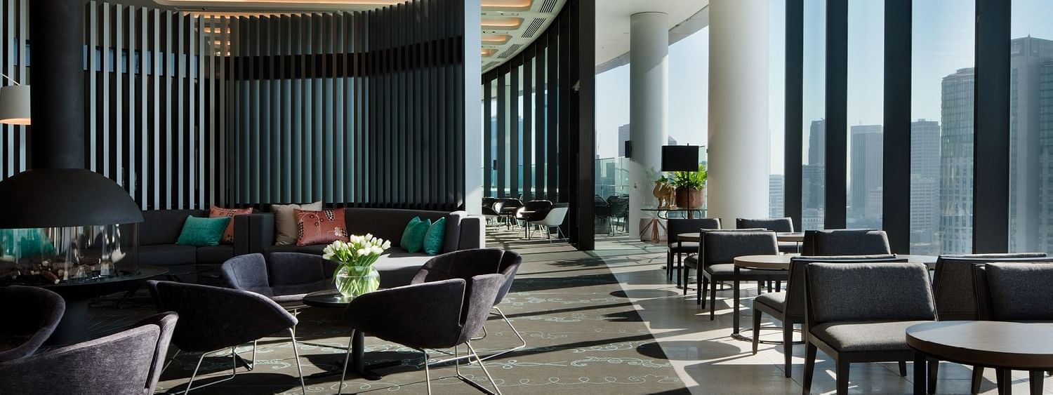 Seating area in 28 Skybar Lounge at Crown Towers Melbourne