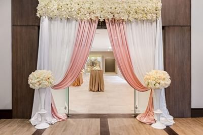 Floral décor by the Horizons entrance at Best Western Premier