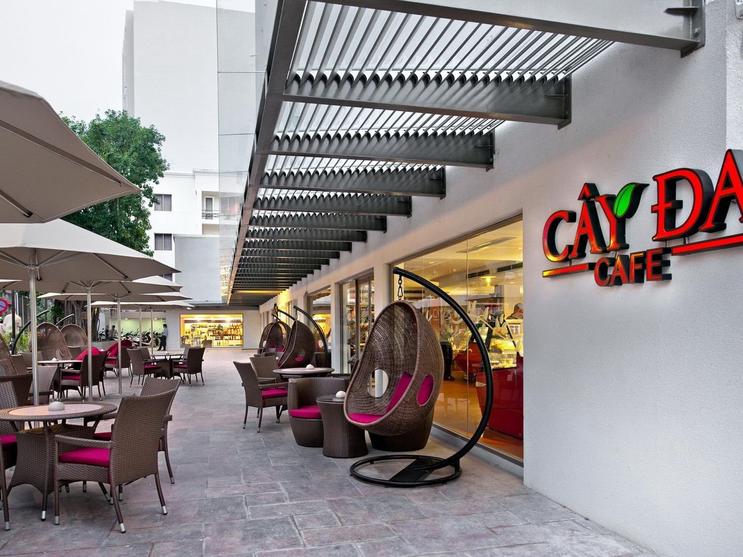 Outdoor dining area of Cay Da Café at Eastin Grand Hotel Saigon