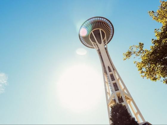 Exterior of Space Needle near Paramount Hotel Seattle
