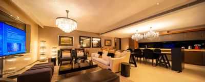 Living area of Champs-Elysees Suite at Hotel Eclat Beijing