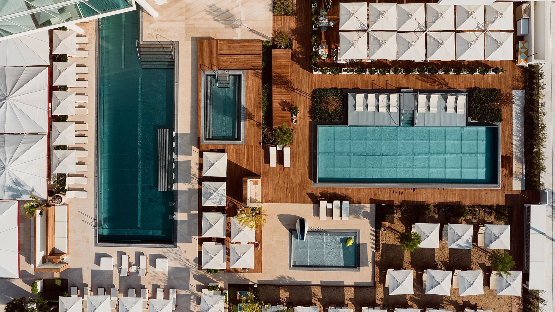 Top view of pool area at Falkensteiner Residences Jesolo