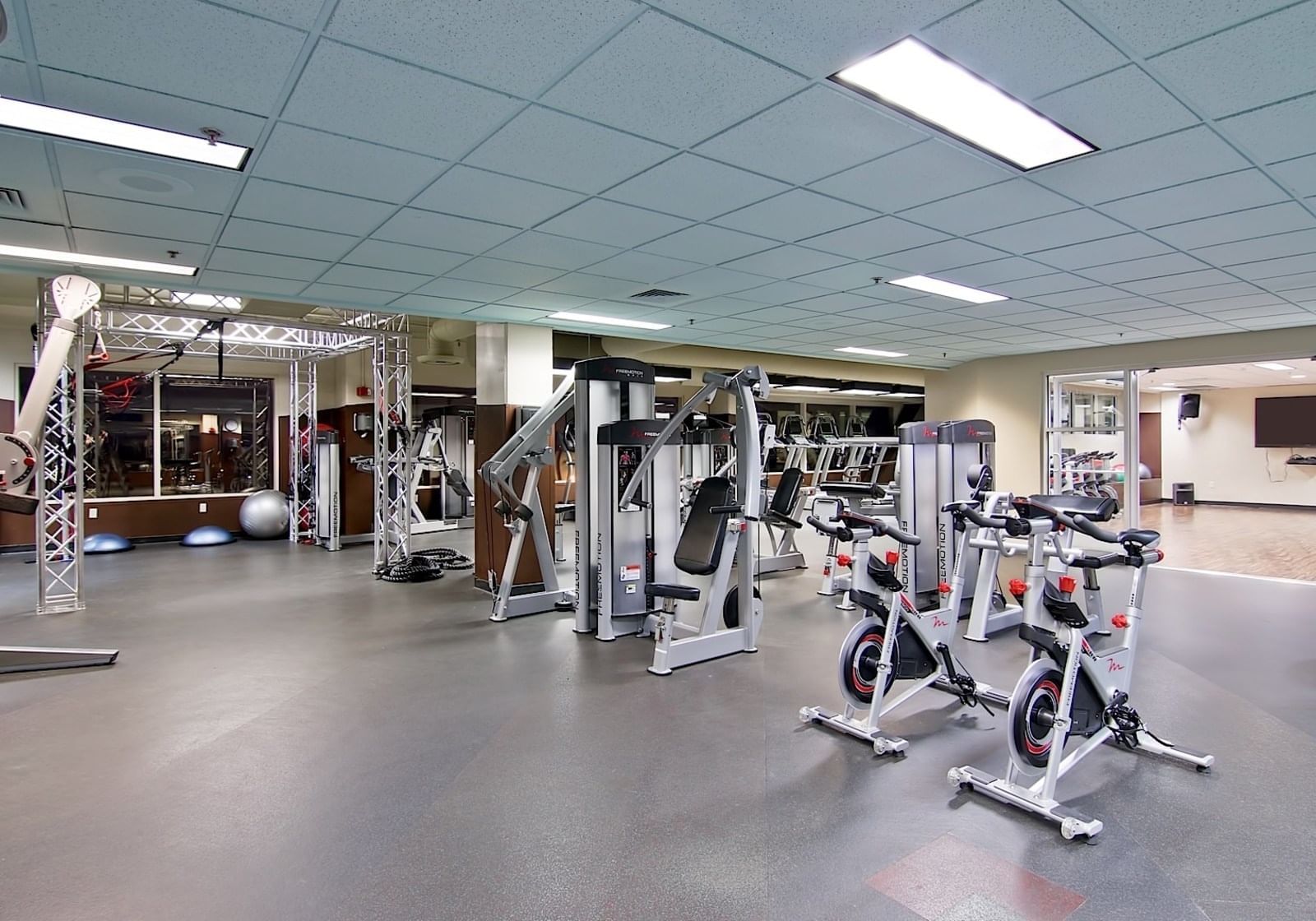 Fully equipped fitness center with Treadmills at Grove Hotel