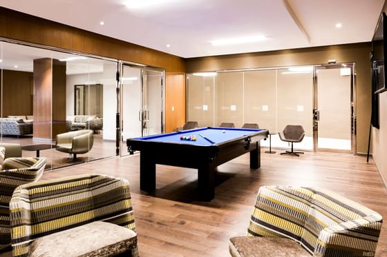 A pool table in the game room at ReStays Ottawa
