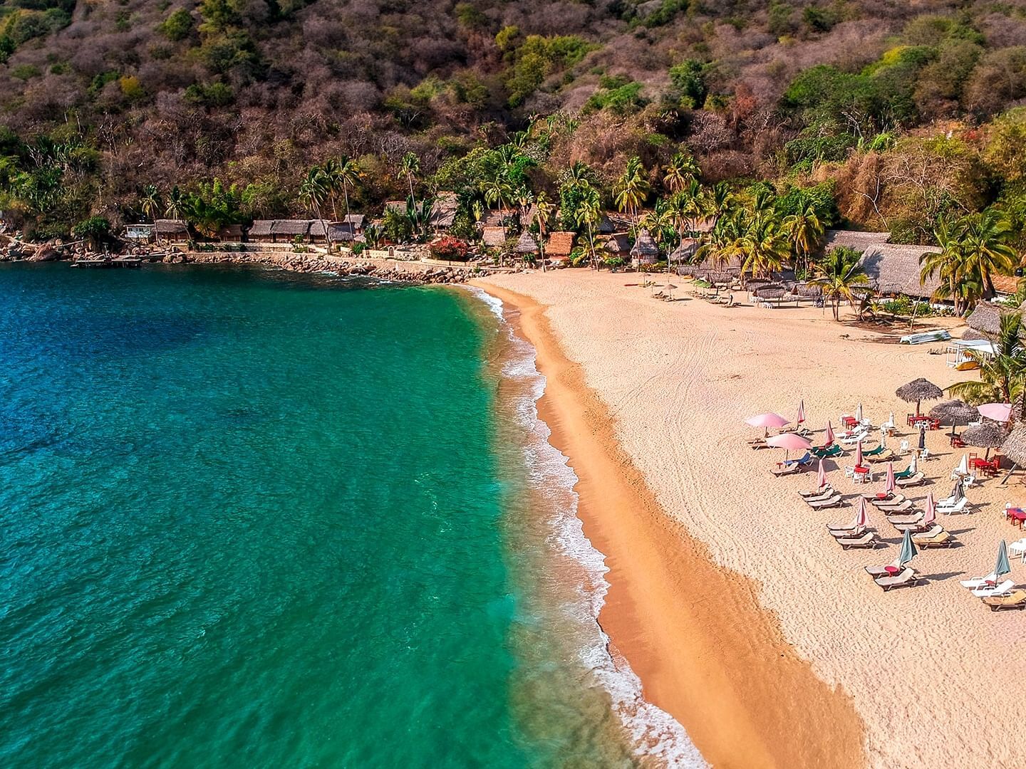 High angle view of Yelapa Beach near Plaza Pelicanos Club Beach Resort