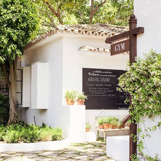 Exterior view of the entrance of the gym at Marbella Club