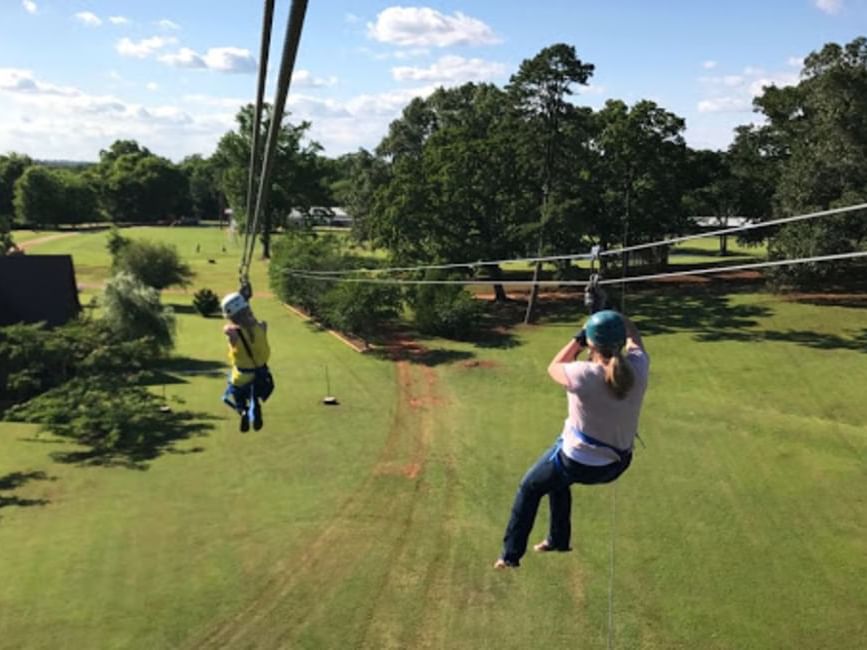 two people zip lining