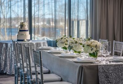 Table setting & decoration for a ceremony at The Portsmouth