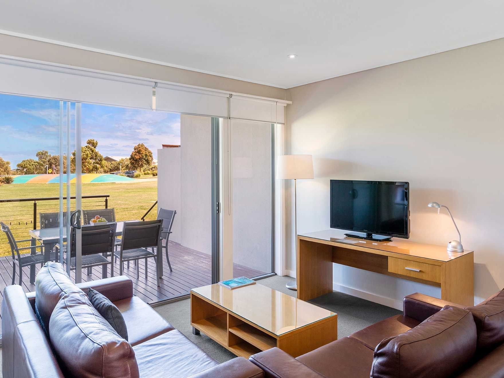 Living room in 2 Bedroom Apartments at Silverwater Resort