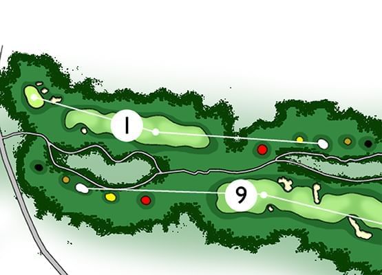 Sketch of 1st & 9th holes of a golf course at Chatrium Resort