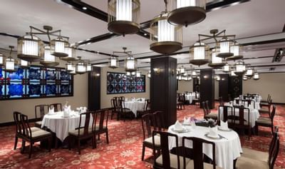 Interior of an elegant dining area at White Swan hotel