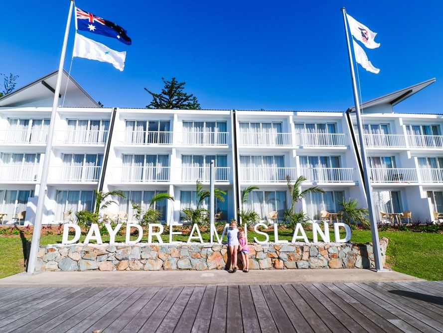 Exterior view of the entrance sign at Daydream Island Resort