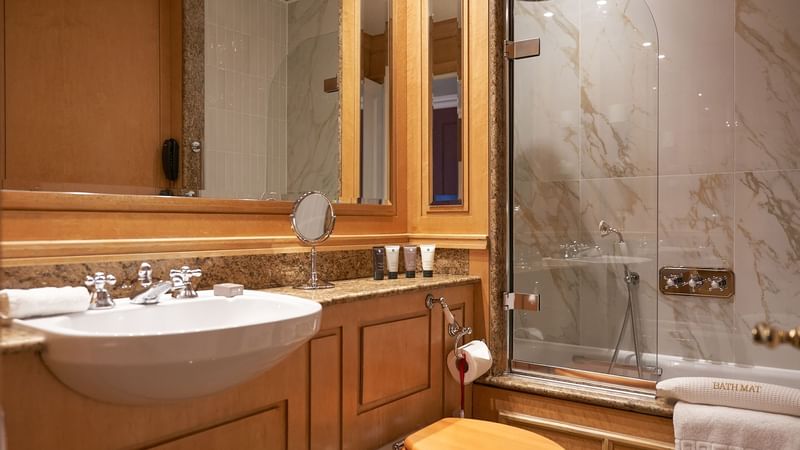 Interior of the luxury bathroom in Deluxe at The Capital Hotel London