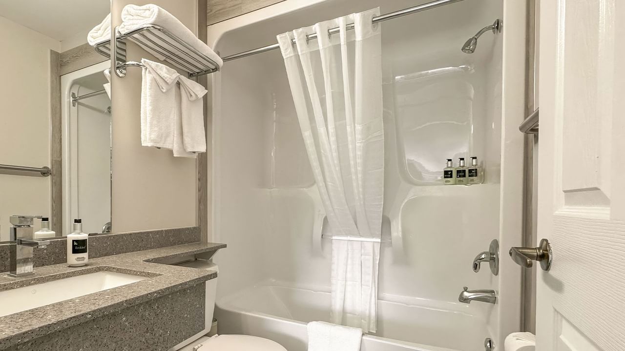 A clean white bathroom