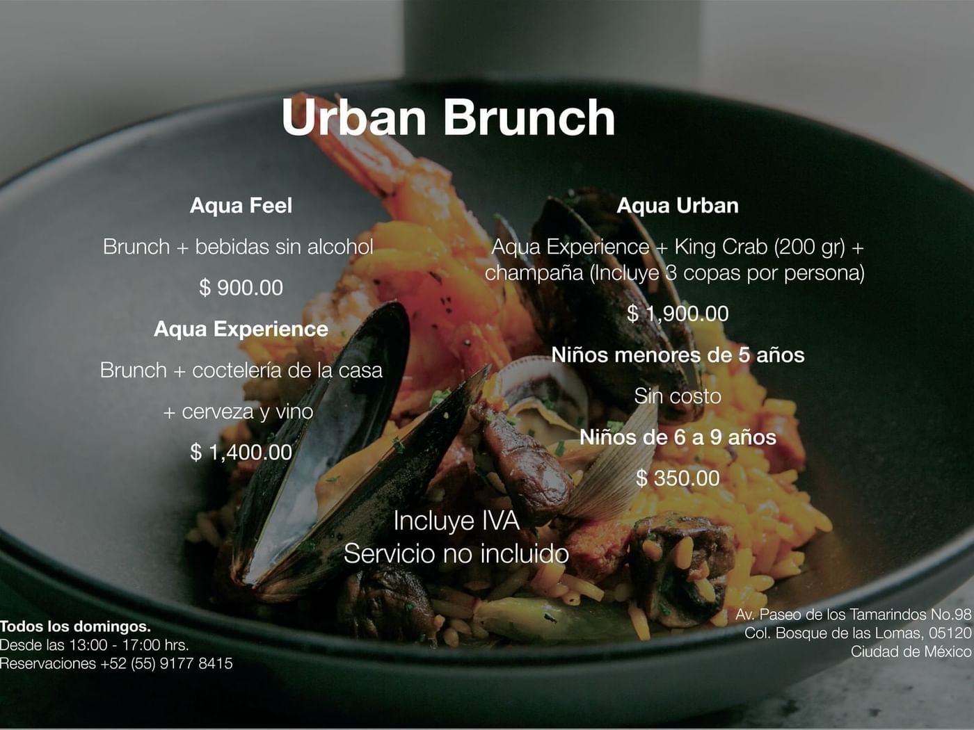 Urban Brunch menu poster at Fiesta Americana Travelty