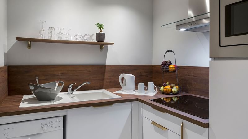 Close-up of Kitchen of Premium Suite at Warwick Reine Astrid - Lyon