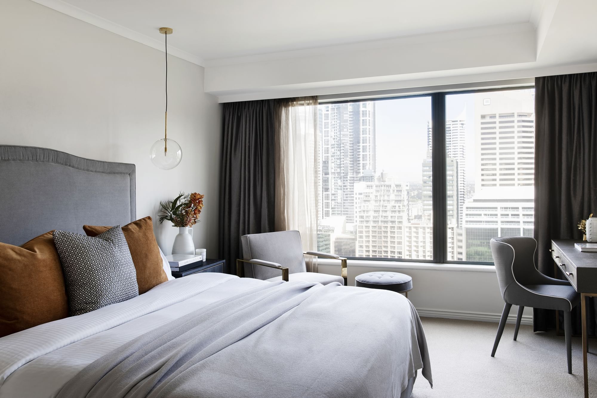 Work desk facing the bed in Park Suite by Coco Republic at Pullman Sydney Hyde Park