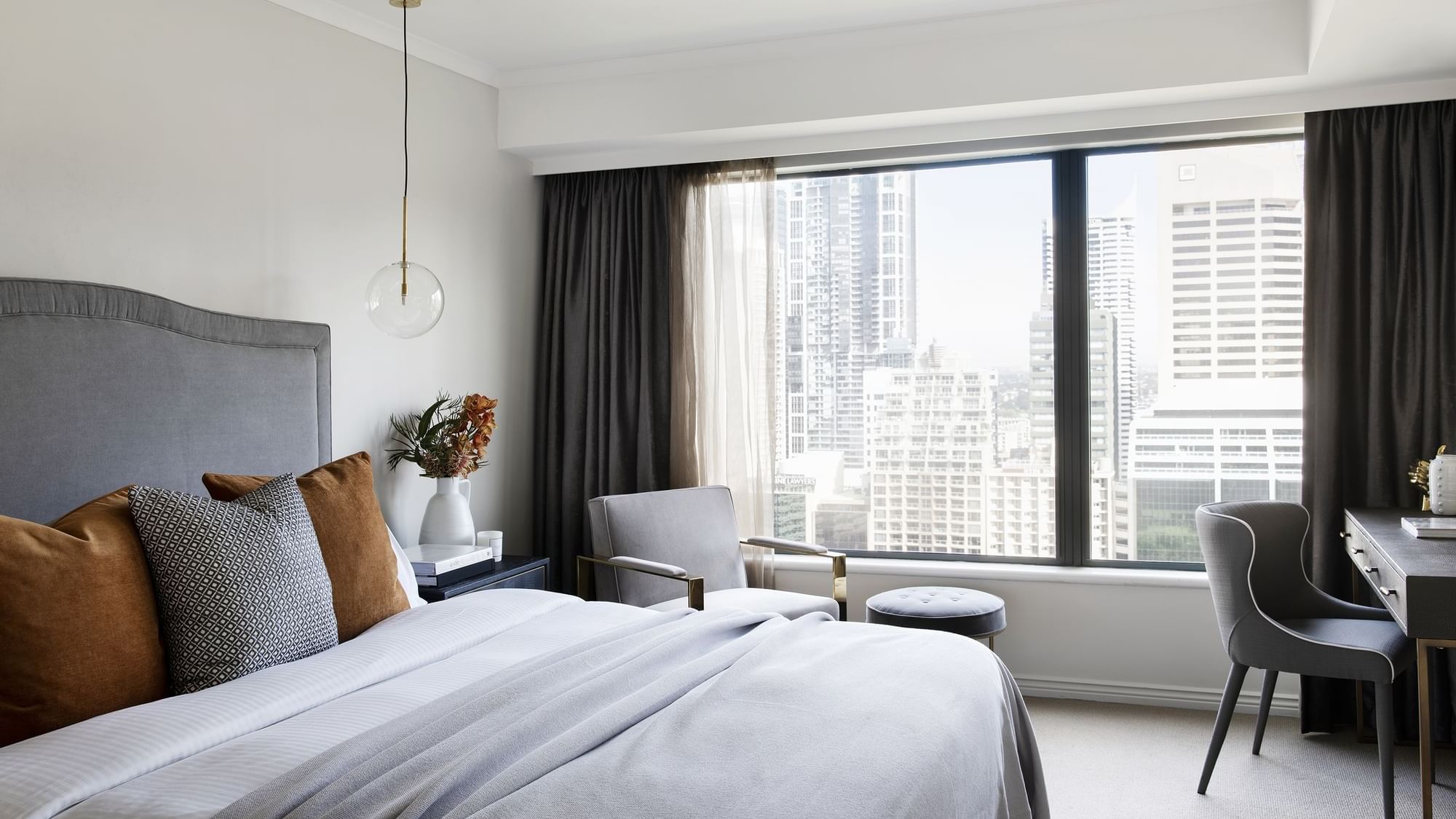 Work desk facing the bed in Park Suite by Coco Republic at Pullman Sydney Hyde Park