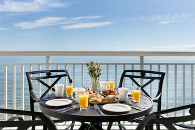 Breakfast served in the terrace of room at Holiday Inn Hotel
