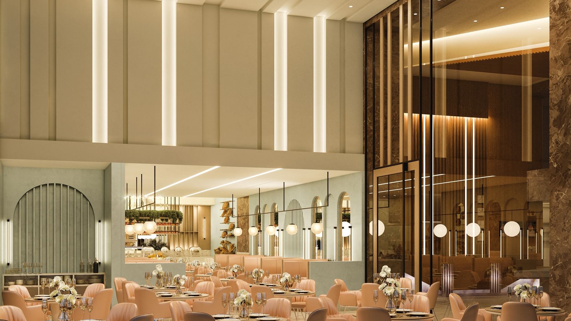 Dining area of the Med Restaurant at Cantonal Hotel by Warwick Riyadh