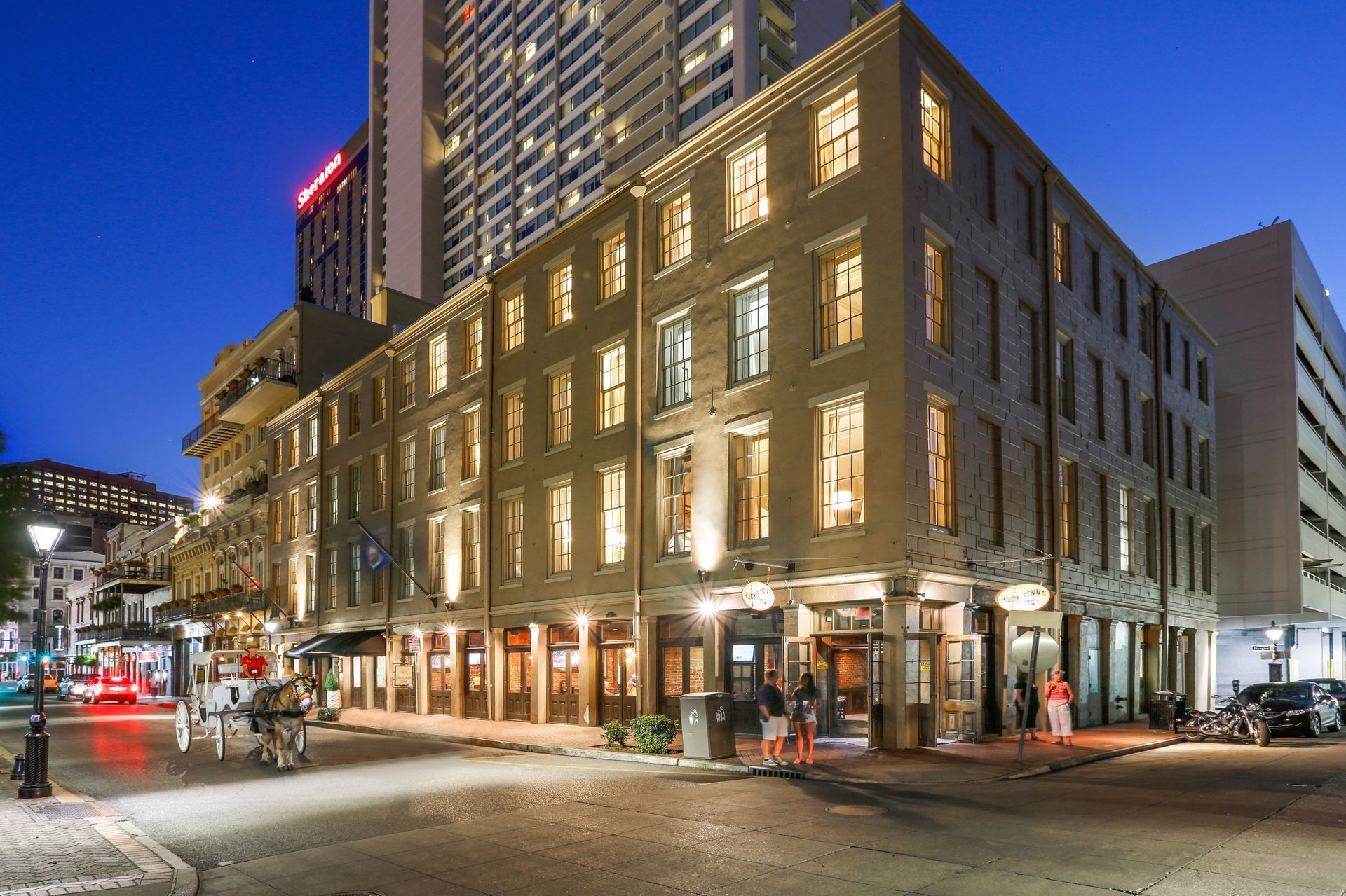 Exterior view of the hotel at La Galerie Hotel at night