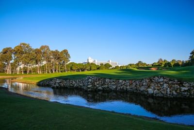 Titanic Golf Club water and stone wall