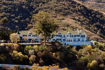 Distant view of Mt Ada with lush greenery, one of the luxury hotels on Catalina Island