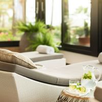 Spa beds & served mocktails in the spa at Marbella Club Hotel